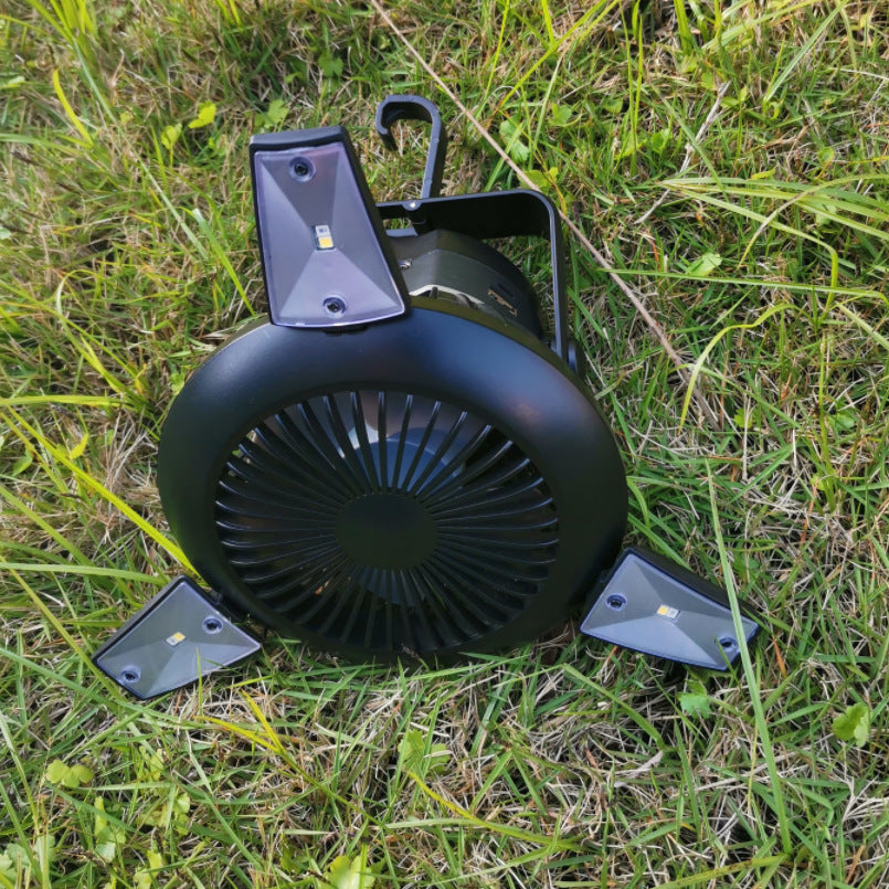 Solar Camping Light & Foldable Fan with USB Rechargeable Battery